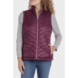 Size XL Woolrich Purple Quilted Down Like Vest with Gold Zipper